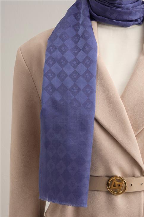 Armine Elegance İpek Pamuk Kare Monogram Şal 10700
