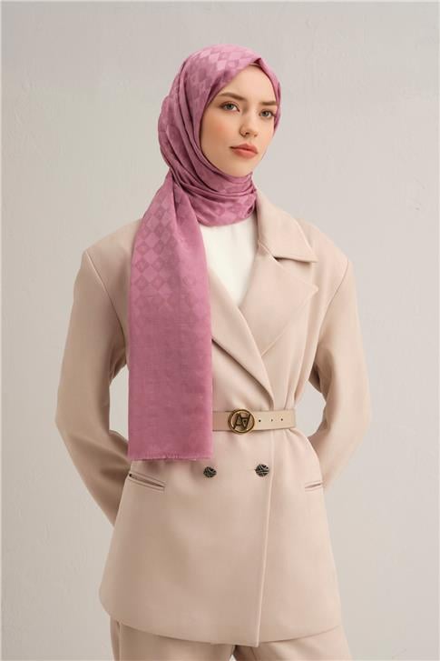 Armine Elegance İpek Pamuk Kare Monogram Şal 10701