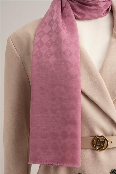 Armine Elegance İpek Pamuk Kare Monogram Şal 10701