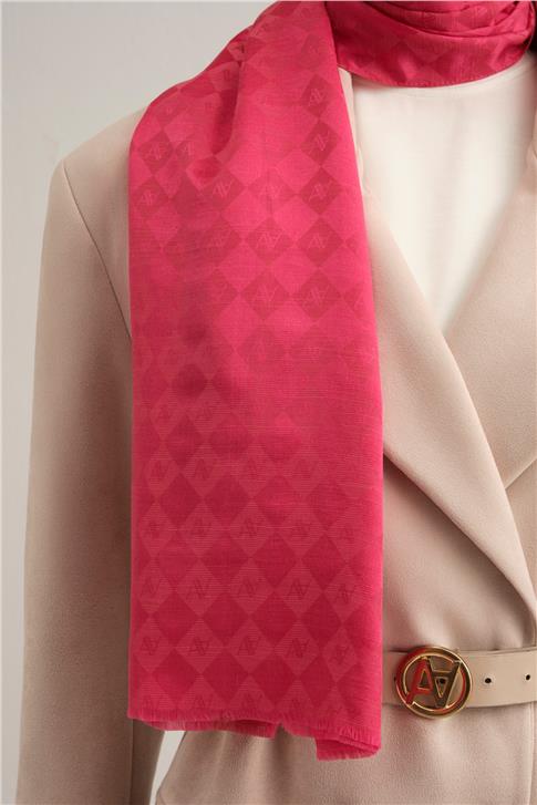 Armine Elegance İpek Pamuk Kare Monogram Şal 11111