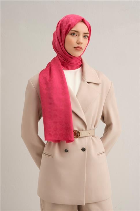 Armine Elegance İpek Pamuk Kare Monogram Şal 11111