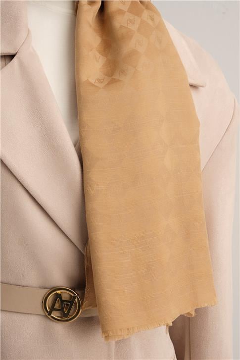 Armine Elegance İpek Pamuk Kare Monogram Şal 9915