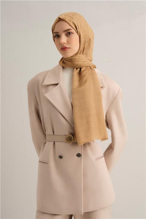 Armine Elegance İpek Pamuk Kare Monogram Şal 9915
