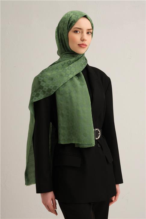 Armine Elegance İpek Pamuk Kare Monogram Şal 9917