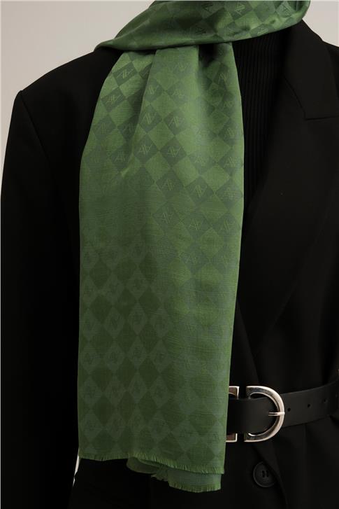Armine Elegance İpek Pamuk Kare Monogram Şal 9917