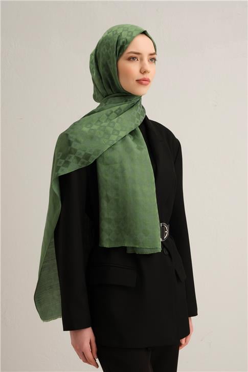 Armine Elegance İpek Pamuk Kare Monogram Şal 9917