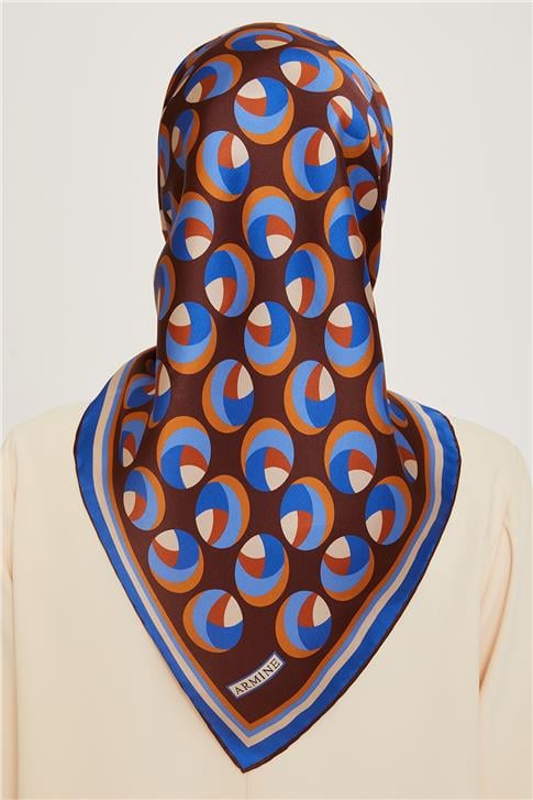 Armine Geometrik Desenli Sura Saf İpek Eşarp 9219D 05 02