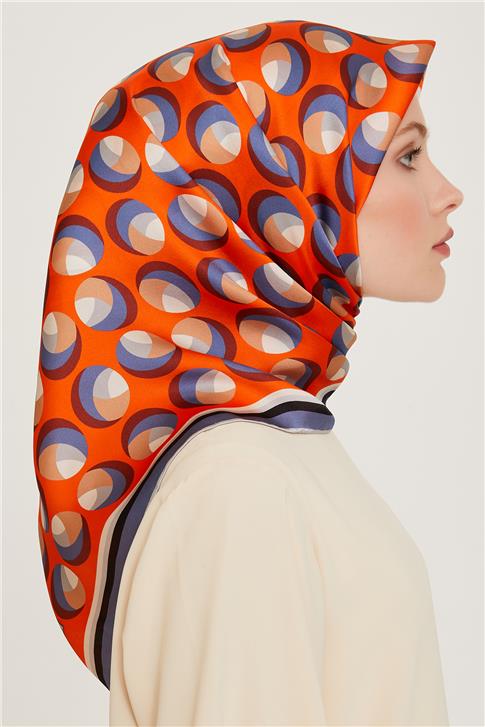Armine Geometrik Desenli Sura Saf İpek Eşarp 9219D 05 35