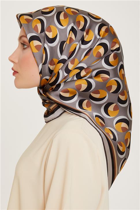 Armine Geometrik Desenli Sura Saf İpek Eşarp 9219D 05 36
