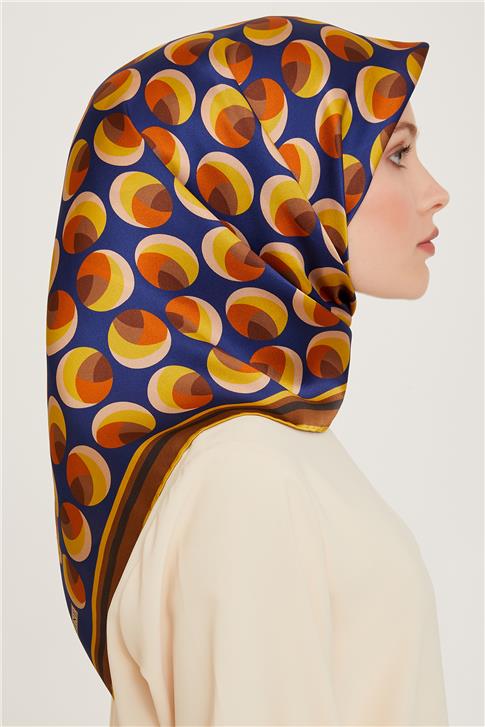Armine Geometrik Desenli Sura Saf İpek Eşarp 9219D 05 50
