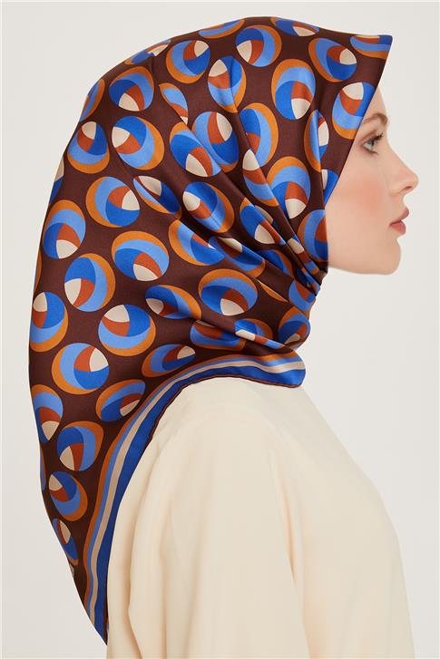 Armine Geometrik Desenli Twill Saf İpek Eşarp 9219D 02