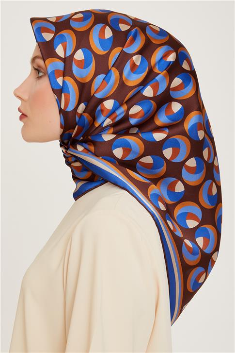 Armine Geometrik Desenli Twill Saf İpek Eşarp 9219D 02