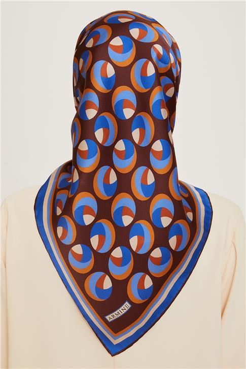 Armine Geometrik Desenli Twill Saf İpek Eşarp 9219D 02