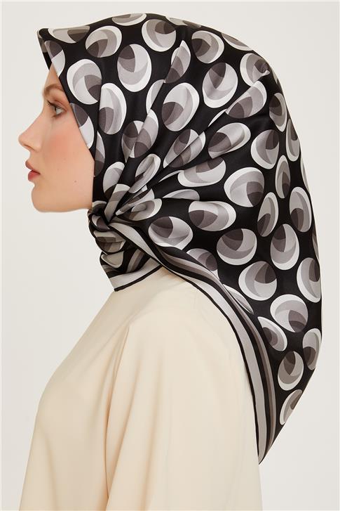 Armine Geometrik Desenli Twill Saf İpek Eşarp 9219D 04