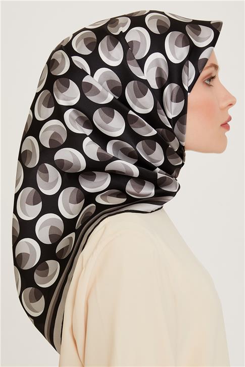 Armine Geometrik Desenli Twill Saf İpek Eşarp 9219D 04
