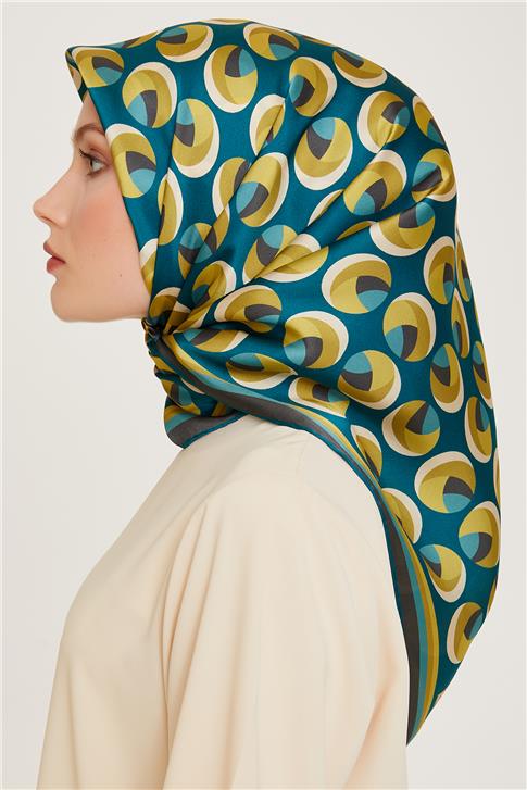 Armine Geometrik Desenli Twill Saf İpek Eşarp 9219D 05
