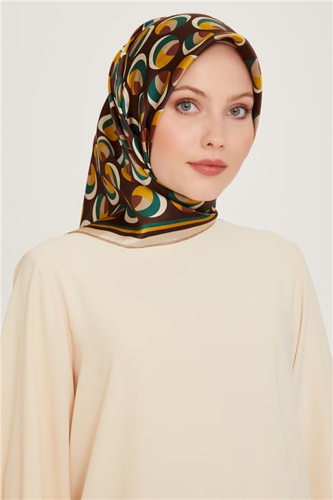 Armine Geometrik Desenli Twill Saf İpek Eşarp 9219D 31