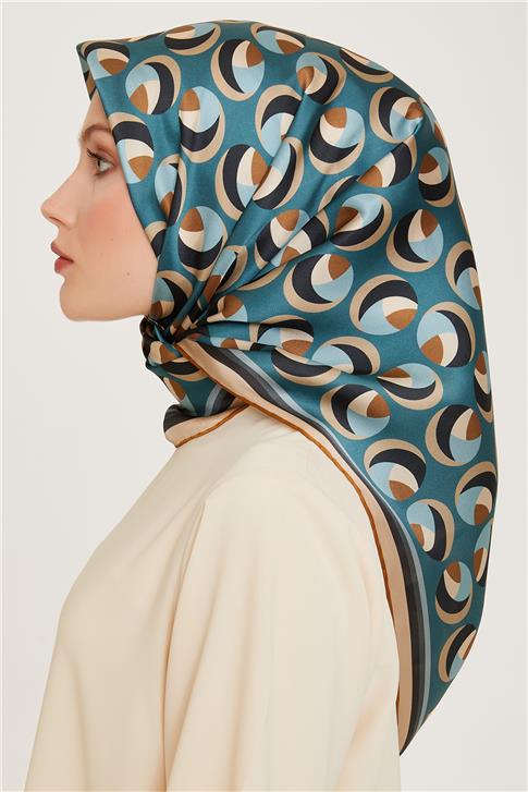 Armine Geometrik Desenli Twill Saf İpek Eşarp 9219D 34