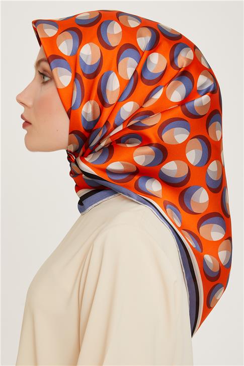Armine Geometrik Desenli Twill Saf İpek Eşarp 9219D 35