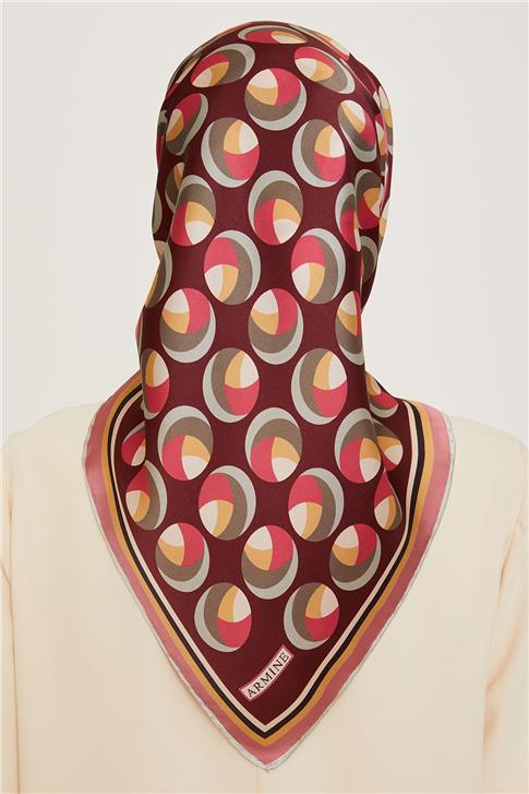Armine Geometrik Desenli Twill Saf İpek Eşarp 9219D 37
