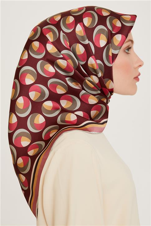 Armine Geometrik Desenli Twill Saf İpek Eşarp 9219D 37