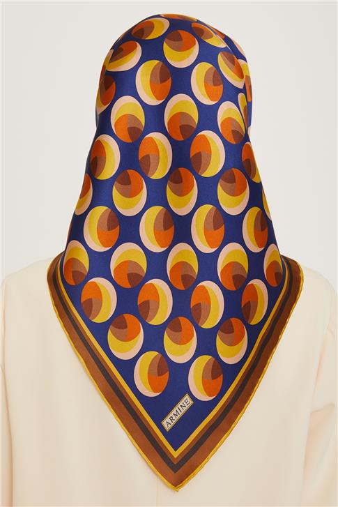 Armine Geometrik Desenli Twill Saf İpek Eşarp 9219D 50