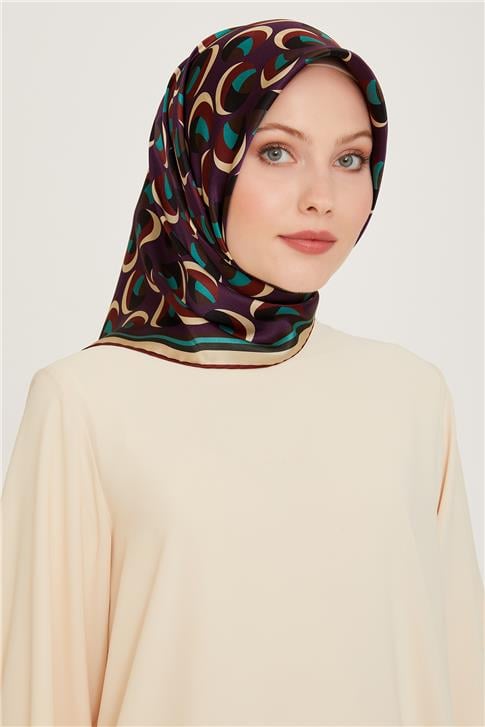 Armine Geometrik Desenli Twill Saf İpek Eşarp 9219D 52