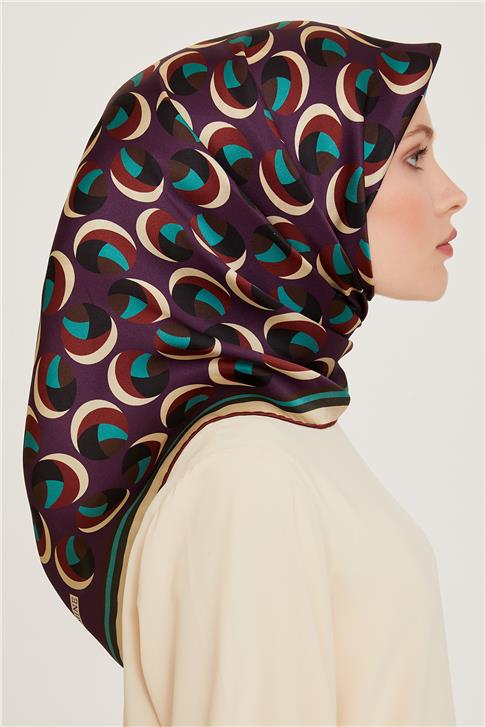 Armine Geometrik Desenli Twill Saf İpek Eşarp 9219D 52