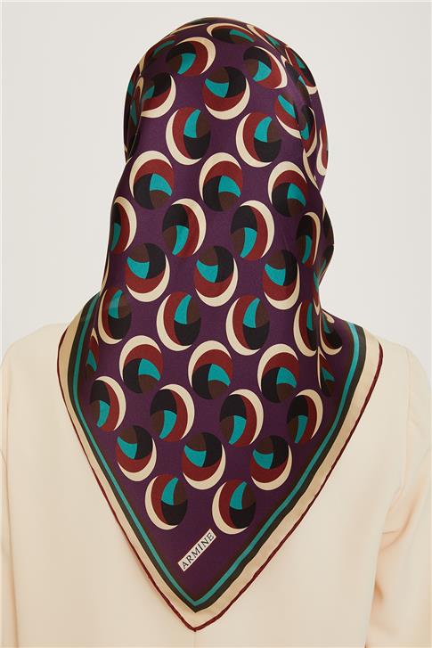 Armine Geometrik Desenli Twill Saf İpek Eşarp 9219D 52
