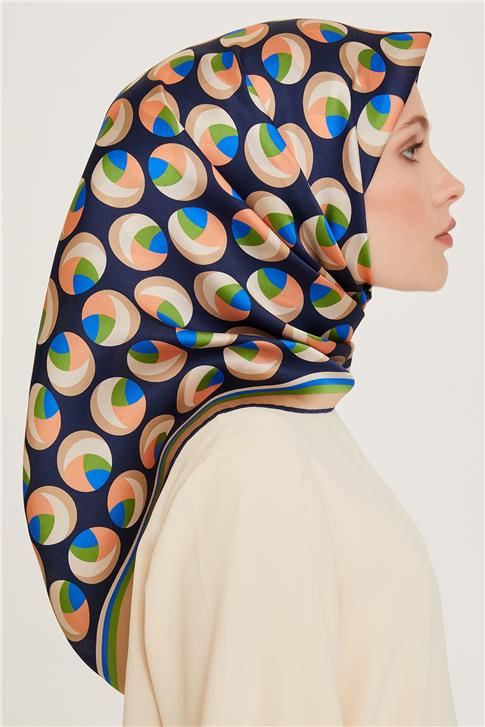Armine Geometrik Desenli Twill Saf İpek Eşarp 9219D 81