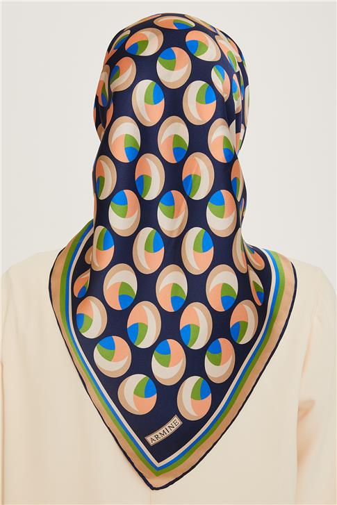 Armine Geometrik Desenli Twill Saf İpek Eşarp 9219D 81