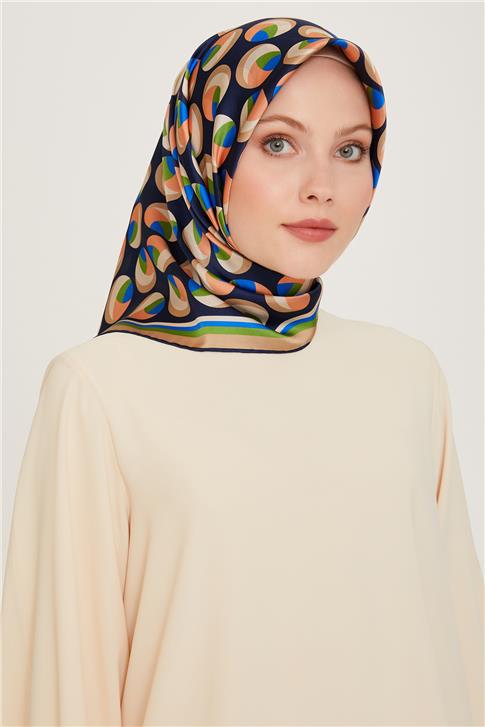 Armine Geometrik Desenli Twill Saf İpek Eşarp 9219D 81