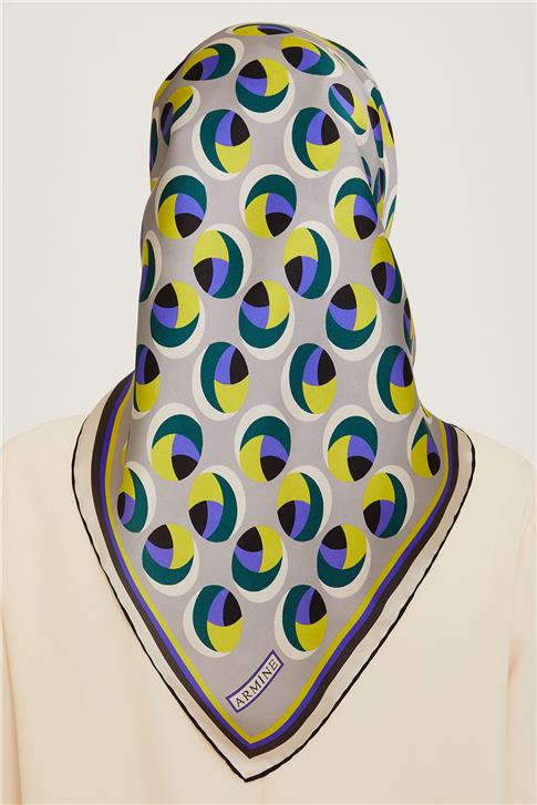 Armine Geometrik Desenli Twill Saf İpek Eşarp 9219D 82