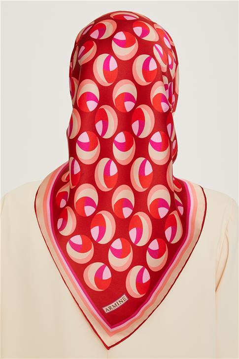 Armine Geometrik Desenli Twill Saf İpek Eşarp 9219D 83