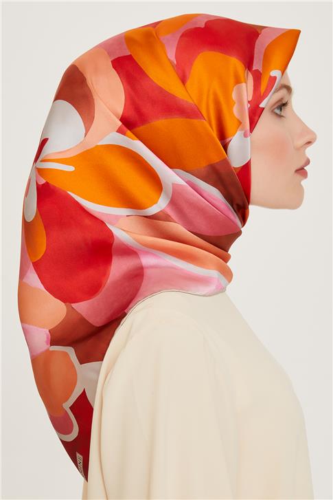 Armine Çiçek Desenli Sura Saf İpek Eşarp 9200D 50 50
