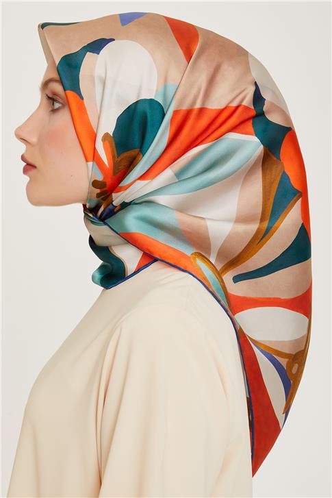 Armine Çiçek Desenli Sura Saf İpek Eşarp 9200D 50 80