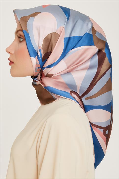 Armine Çiçek Desenli Twill Saf İpek Eşarp 9200D 32