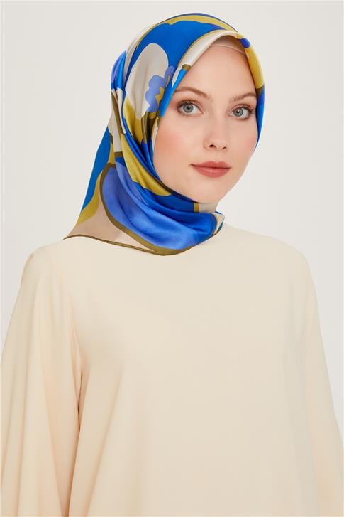Armine Çiçek Desenli Twill Saf İpek Eşarp 9200D 51