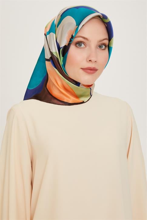 Armine Çiçek Desenli Twill Saf İpek Eşarp 9200D 83