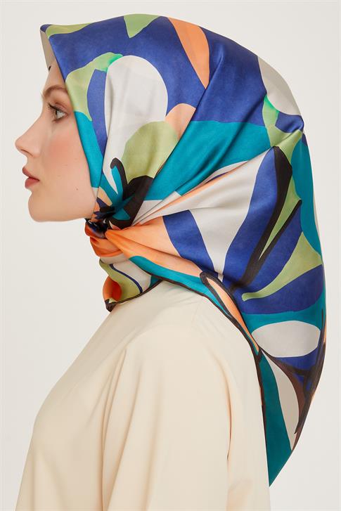 Armine Çiçek Desenli Twill Saf İpek Eşarp 9200D 83
