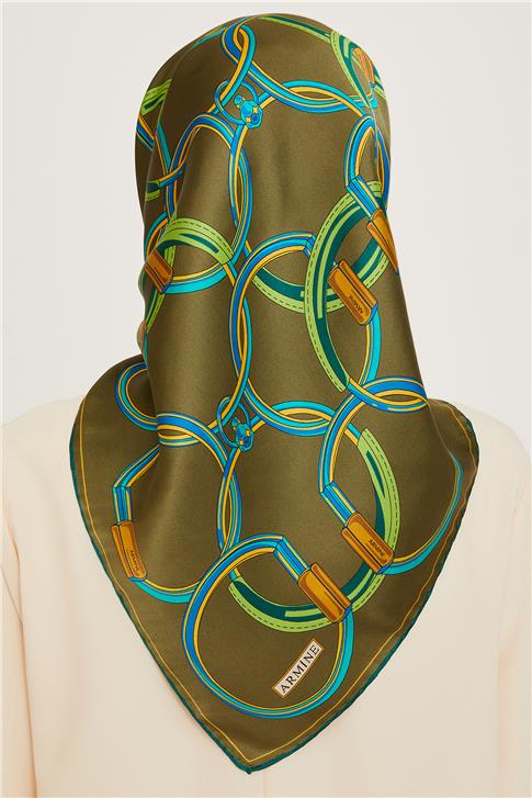 Armine Klasik Desenli Sura Saf İpek Eşarp 9203D 04