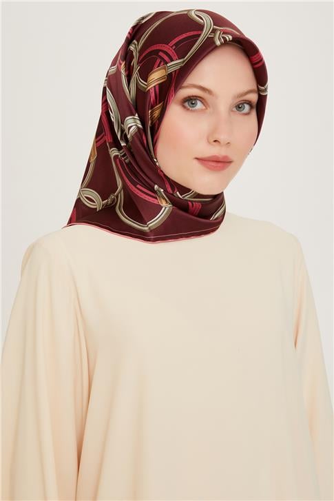Armine Klasik Desenli Twill Saf İpek Eşarp 9203D 36
