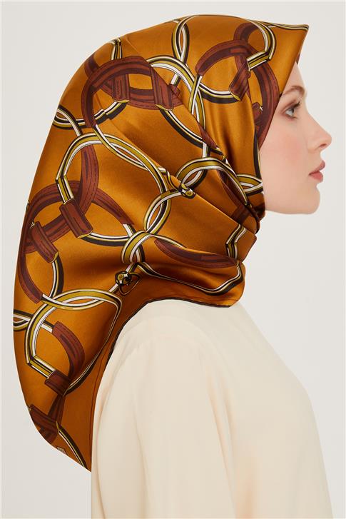 Armine Klasik Desenli Twill Saf İpek Eşarp 9203D 53