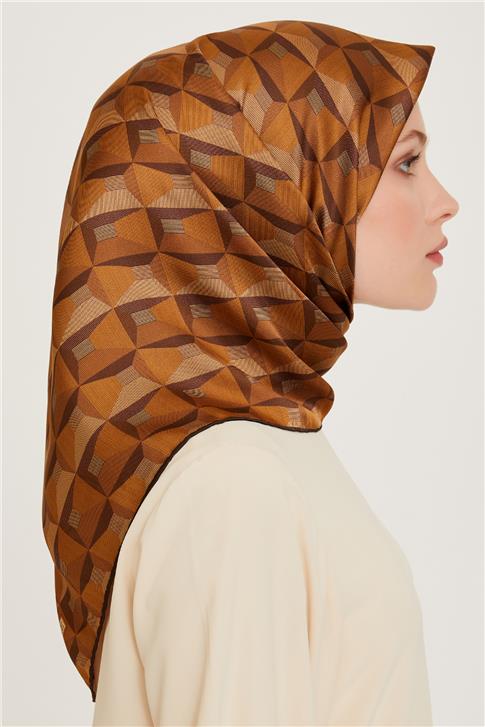 Armine Klasik Desenli Twill Saf İpek Eşarp 9204D 31