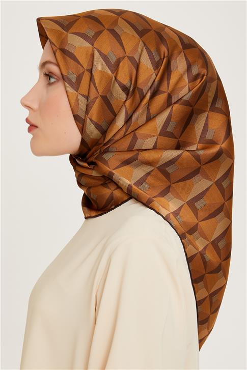 Armine Klasik Desenli Twill Saf İpek Eşarp 9204D 31