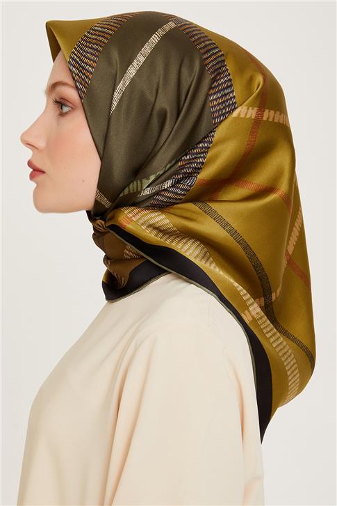 Armine Geometrik Desenli Twill Saf İpek Eşarp 9206D 37