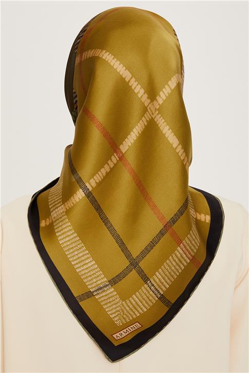 Armine Geometrik Desenli Twill Saf İpek Eşarp 9206D 37