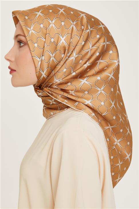 Armine Monogram Desenli Sura Saf İpek Eşarp 9207D 01 05
