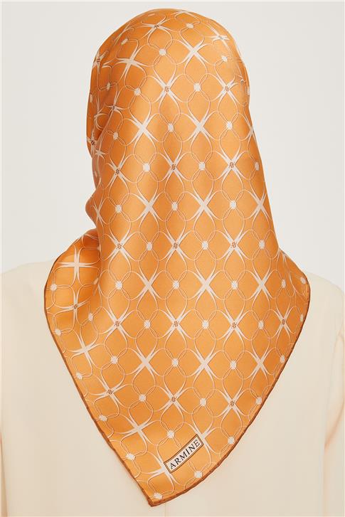 Armine Monogram Desenli Sura Saf İpek Eşarp 9207D 01 32