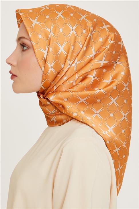 Armine Monogram Desenli Sura Saf İpek Eşarp 9207D 01 32